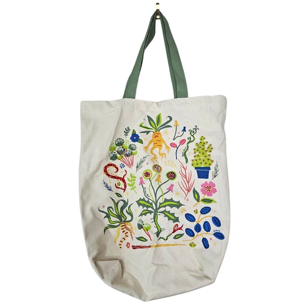 Harry Potter Botanical Canvas Tote Bag Herbology Book Student Mandrake Cottage